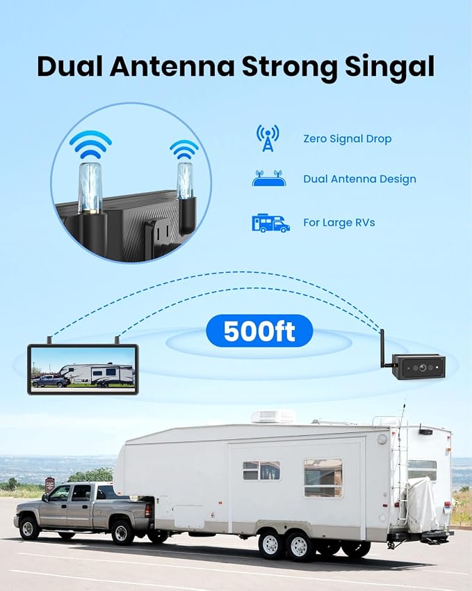 AUTO-VOX Wireless Backup Camera Magnetic:7.2" 1080P HD DVR Recording Monitor - Image 2