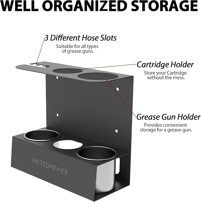 UNITEDPOWER Grease Gun Holder, Wall Mount Grease Gun Storage Rack, Organizer - Image 4