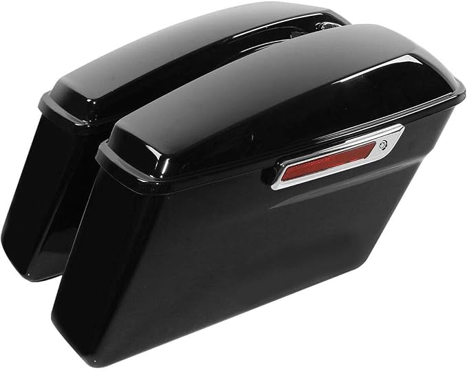 XFMT Vivid Black Motorcycle Saddlebags Hard Saddle Bags W/Black Conversion - Image 2