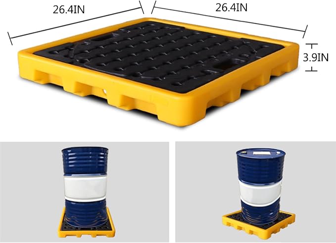 2 Drum Containment Spill Pallet, Polyethylene Low Profile Paint Bucket Tray - Image 2