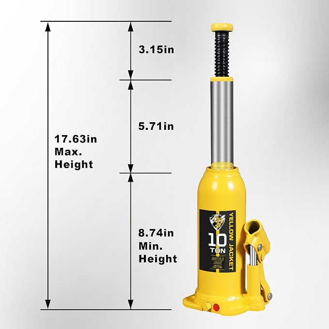 YELLOW JACKET 10 Ton Muti-Directional Welded Bottle Jack, Horizontal Bottle - Image 2
