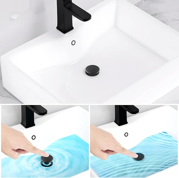 Bathroom Sink Drain with Overflow, PureHome Bathroom Sink Stopper, Pop Up - Image 4