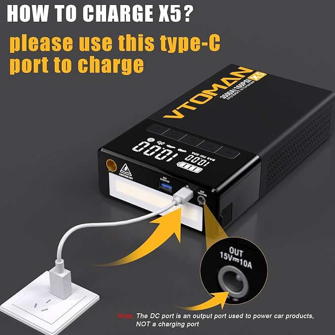 VTOMAN X5 Jump Starter with Air Compressor, 3500A Portable Car Battery Booster - Image 5