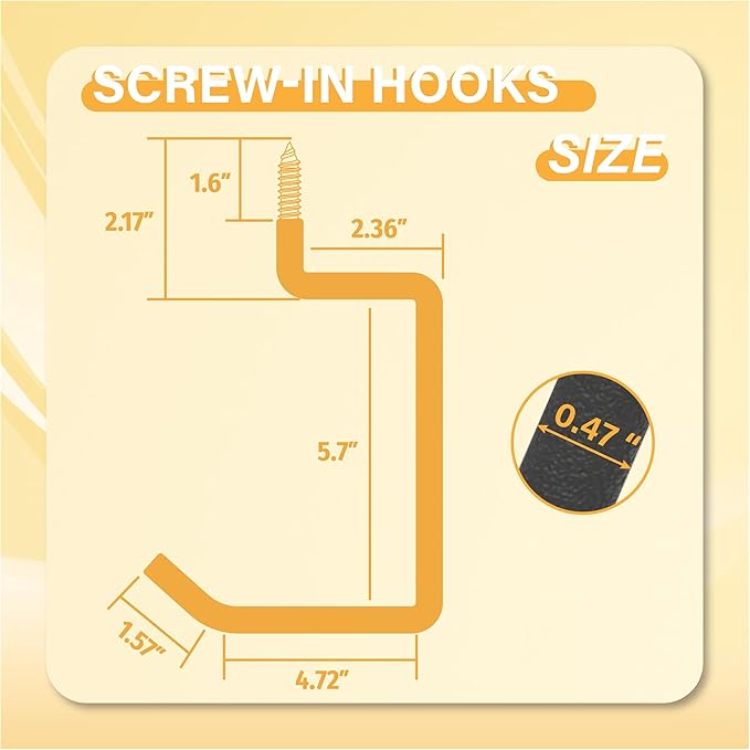Screw in Ladder Hook, Bike Hooks, Wall Mount Garage Storage Hanger, Shelf - Image 3