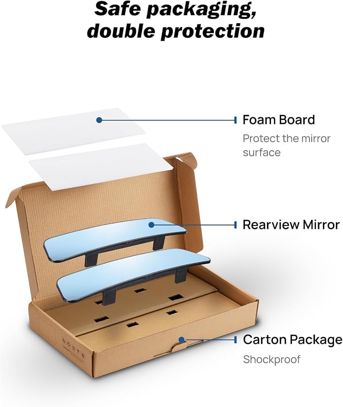 JOYTUTUS Rearview Mirror, 2 pack 12 Inch Panoramic Anti-Glare Clip-on Wide - Image 5
