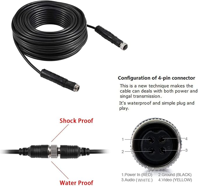 DALLUX Heavy Duty Vehicle Truck Bus Backup Camera System, Waterproof Night - Image 7