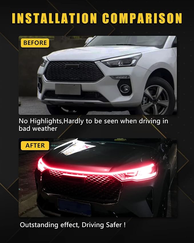 YM E-Bright Led Hood Light Strip Exterior Car Led Strip Light Waterproof - Image 3