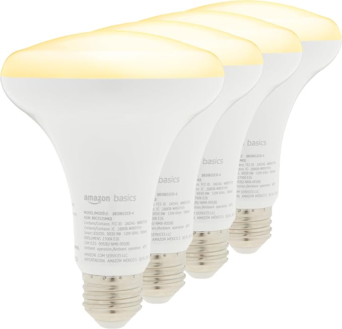 Amazon Basics Smart BR30 LED Light Bulb, Dimmable Soft White, Works by AmazonBasics