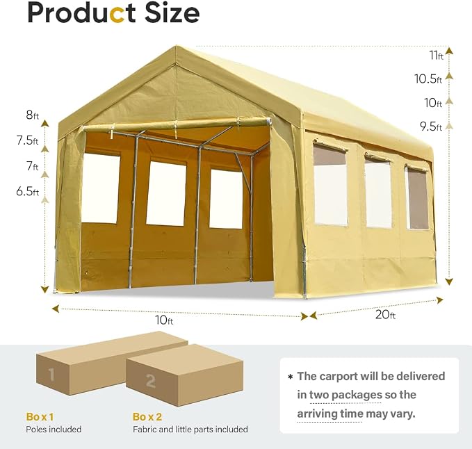 ADVANCE OUTDOOR 10x20 ft Adjustable Height Carport - Image 6