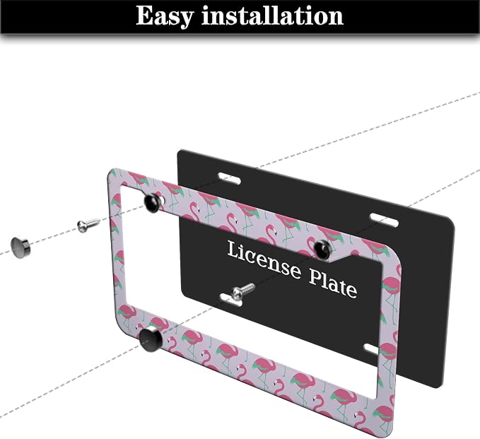 License Plate Frames for Girl Pink License Plate Cover for Women Pink Flamingo - Image 7