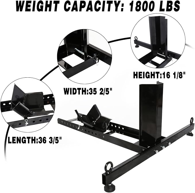 KUAFU Motorcycle Wheel Chock Stand Upright 1800 LBS, Wide Range 3“ to 5” - Image 2