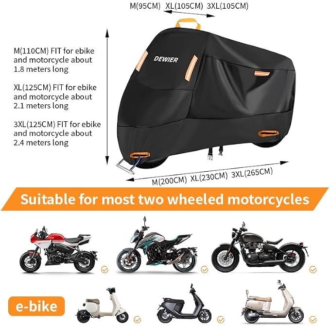 Motorcycle Cover Waterproof Outdoor, 420D Heavy Duty, All Season Protection - Image 3