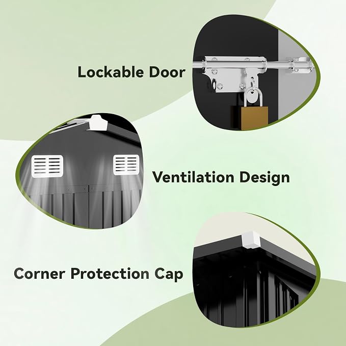 COMHOMA Shed Outdoor Storage Shed Metal, Lockable Doors Tool Sheds - Image 3