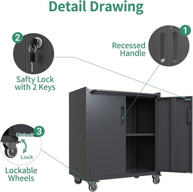 Metal Tool Cabinet, Garage Storage Cabinet System, Wall Cabinet & Locking - Image 4