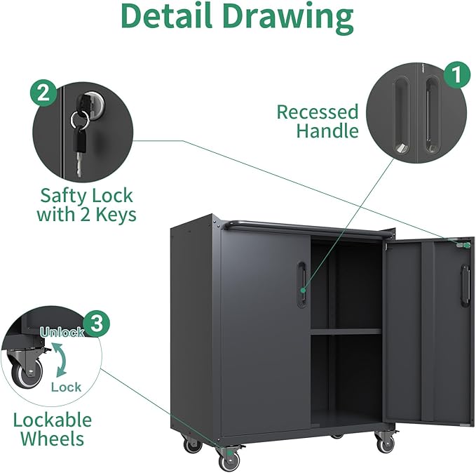 Metal Tool Cabinet, Garage Storage Cabinet System, Wall Cabinet & Locking - Image 4