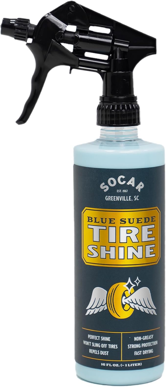 SOCAR Blue Suede Tire Shine Spray & Protectant. New-Tire Smooth Shine. by Socar-HandcraftedCleaningSolutions