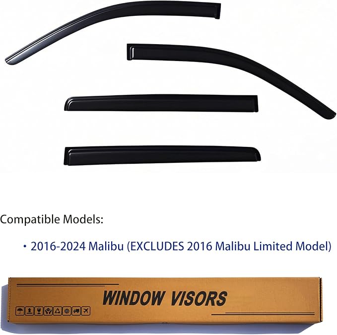 Window Visors Rain Guards fits 2016-2025 Malibu, Out-Channel Window Wind - Image 2