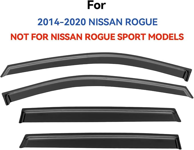 Window Visors Rain Guards for Nissan Rogue S SV SL 2014-2020, Out-Channel - Image 2