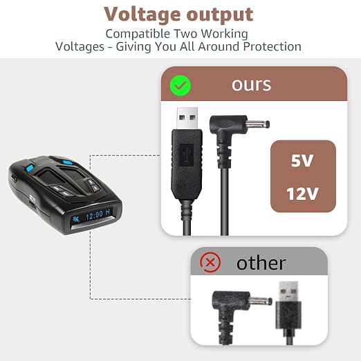USB to DC3.5 Radar Detector Power Cable, USB C 5V-12V Power Cord Compatible - Image 3