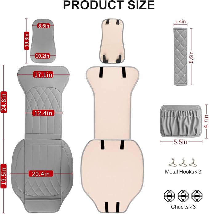 1 Pack Leather Front Car Seat Cover, Universal Sideless Car Seat Protector - Image 2