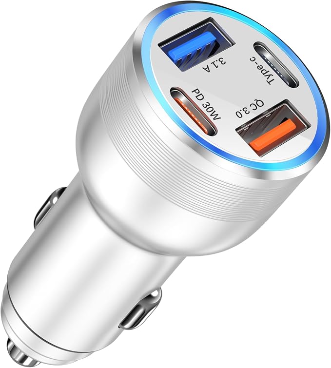 USB C Car Charger, Bangfun 65W 4 Port Dual 12V USB C & USB A Car Cigarette by Bangfun