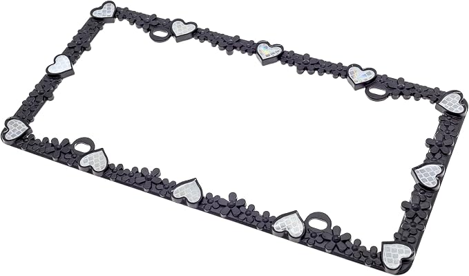 Creathome 3D Daisy Heart License Plate Frame from Pure Zinc Alloy Metal Perfect - Image 7