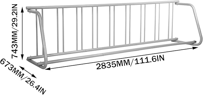 BestEquip 111" Length Floor Bike Rack, 9 Holders All-Steel Grid Bike Rack - Image 2