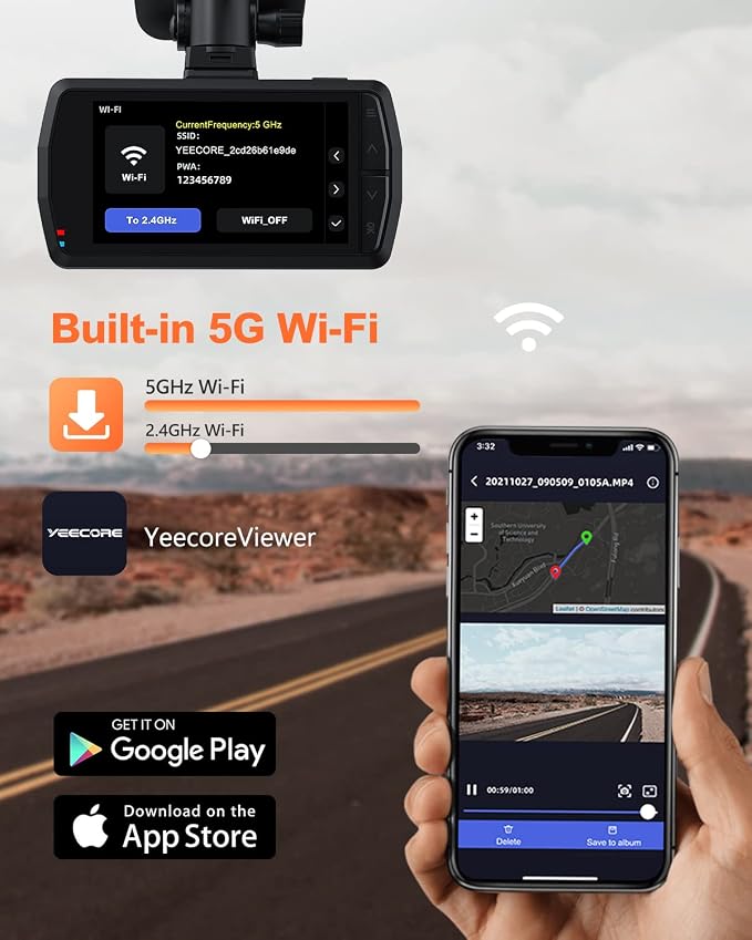 D21 Dash Cam, Real 4K Dash Camera Front 5G WiFi GPS, 157°Wide Angle Dash Camera - Image 4