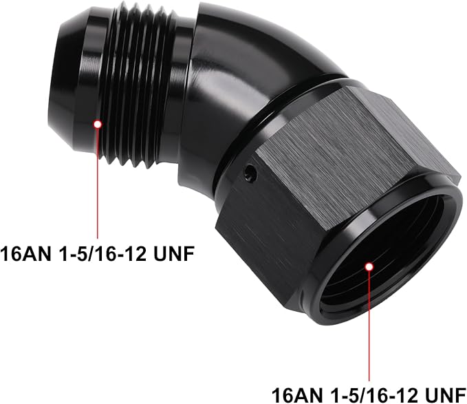 45 Degree 16AN Male to 16AN Female Swivel Full Flow Fitting Adapter Coupler - Image 2