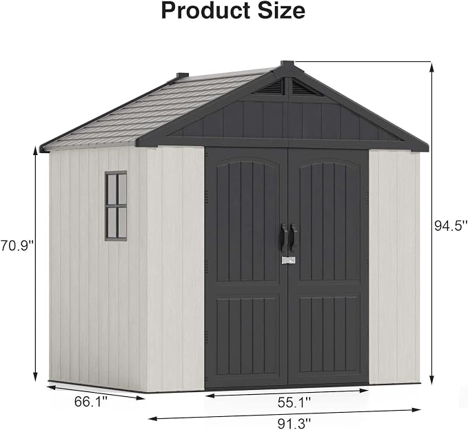 Patiowell 8x6 FT Outdoor Storage Shed, Plastic Shed Resin Garden Shed - Image 5
