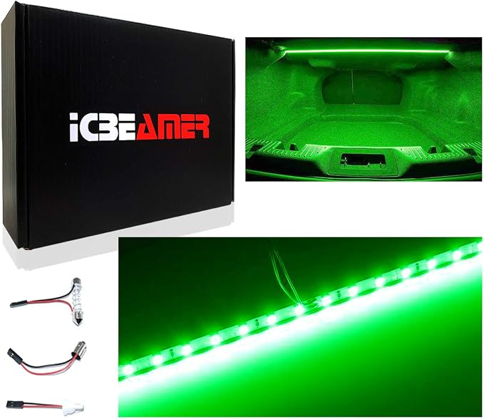 ICBEAMER 12" Green 18 SMDs 2835 LED Strip Light Universal Fit Car Trunk Cargo - Image 7