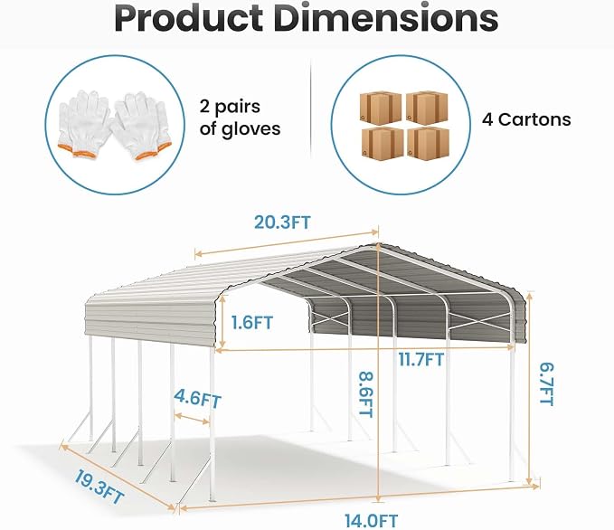 Heavy Duty Metal Carport – Sturdy Structure, All-Weather Protection, Easy - Image 8