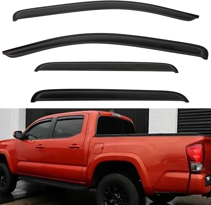 4pcs Front+Rear Smoke Tint Sun/Rain Guard Outside Mount Tape-On Vent Window by LQQDP