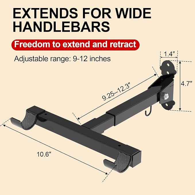 Bike Wall Mount, Horizontal Bicycle Indoor Storage Rack Foldable and Extendable - Image 4