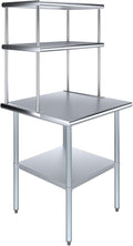 Amgood Stainless Steel Work Table Double Tier Overshelf | Metal Kitchen Prep by AmGood
