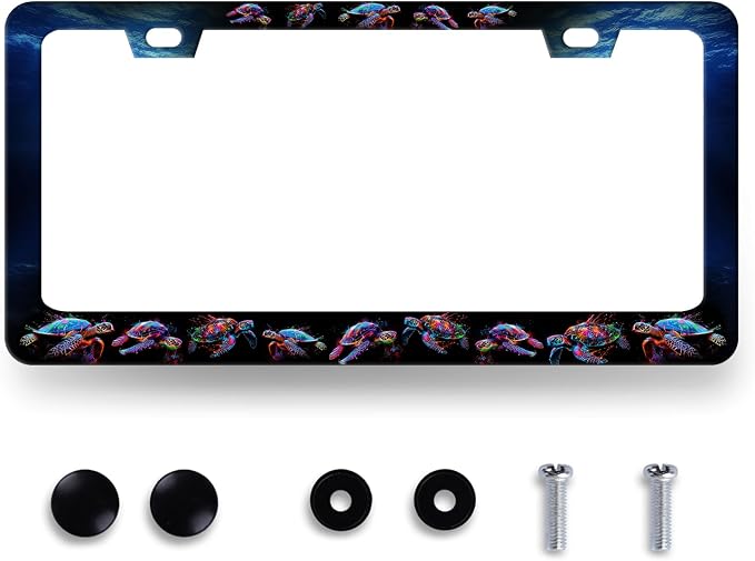 Sea Turtle License Plate Frame Blue Turtles License Plate Stainless Steel Ocean by MUAWUOIK