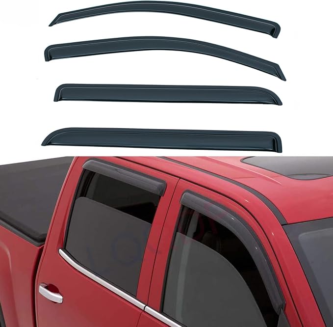 Set of 4 Front+Rear Smoke Sun/Rain Guard Outside Mount Tape-On Acrylic Window by LQQDP