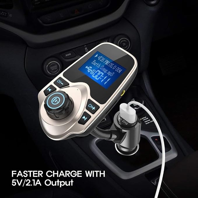 Nulaxy Bluetooth Car FM Transmitter Audio Adapter Receiver Wireless Handsfree - Image 6