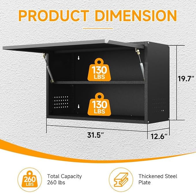 Metal Wall Cabinet with Adjustable Shelves, Doors - Image 3