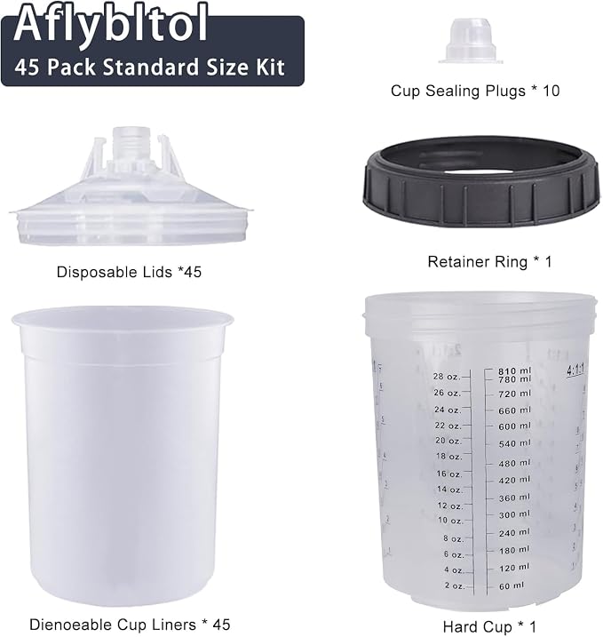 Disposable Paint Cups for Automotive Paint Gun, HVLP Paint Spray Gun 27 Ounce - Image 6