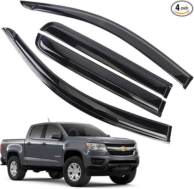 Rain Guards for Chevrolet Colorado/GMC Canyon Crew Cab 2015-2022, Tape-on Side by LETINGFAR