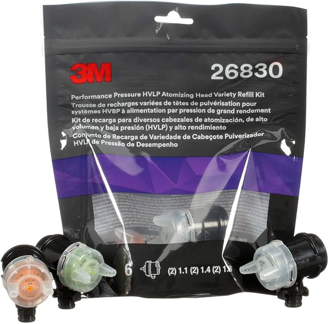 3M Performance Pressure HVLP Atomizing Head Refill Variety Kit, by 3MAutomotive