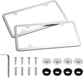 LivTee Chrome License Plate Frames, 4 Holes Stainless Steel License Plate Covers by LivTee