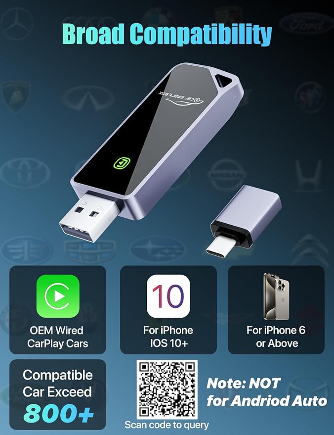 ZIUMIER Wireless CarPlay Adapter, Convert OEM Wired to Wireless CarPlay Dongle - Image 8