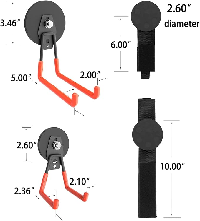 Super Strong Garage Magnetic Hooks Heavy Duty-6Pack, Powerful Magnetic Strips - Image 2