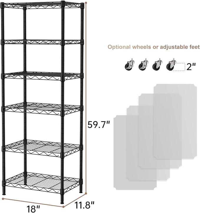 SINGAYE 6 Small Wire Shelves Kitchen Pantry Close Home Organizers and Storage - Image 3