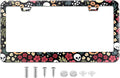 Halloween Ghost Skull Floral License Plate Frame Colorful Flowers Stainless by TXWWXT