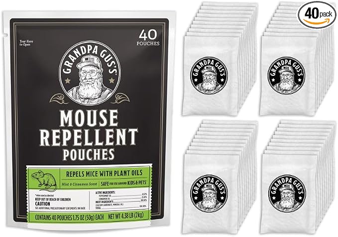 Grandpa Gus's Natural Mouse Repellent Pouches, Cinnamon/Peppermint Oils Repel by GrandpaGussPestControlProducts