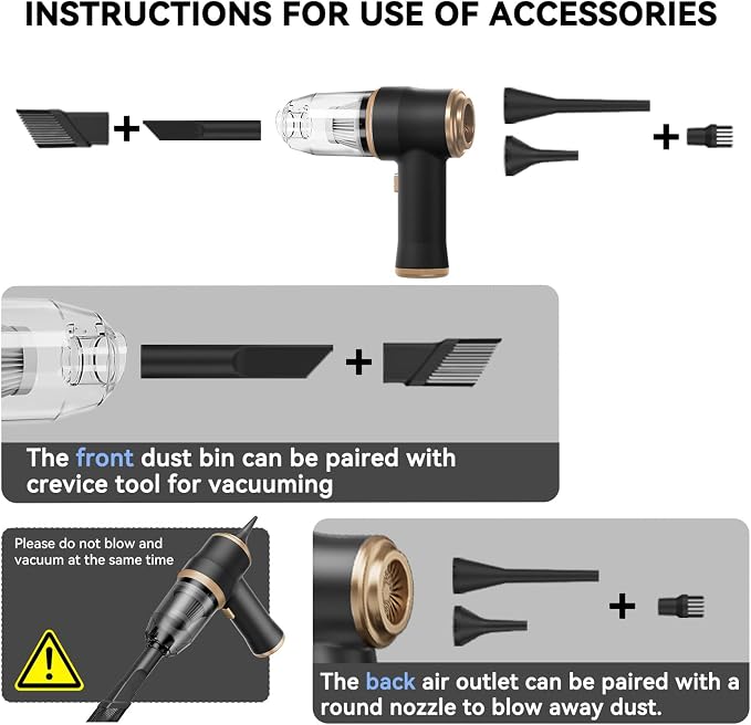 Mini Car Vacuum Portable Cordless Handheld Vacuum Cleaner and Air Duster 2 in 1 - Image 5