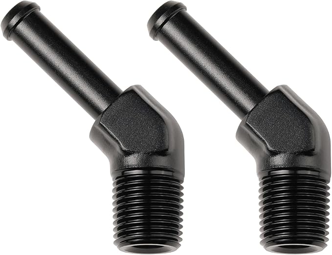 1/8 NPT Male to 1/4" Hose Barb Fitting Adapter 45 Degree Elbow Aluminum Black by Podavelle